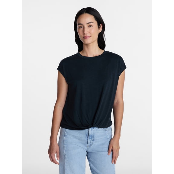 Time and Tru Women's Twist Front Top, Sizes XS-XXXL