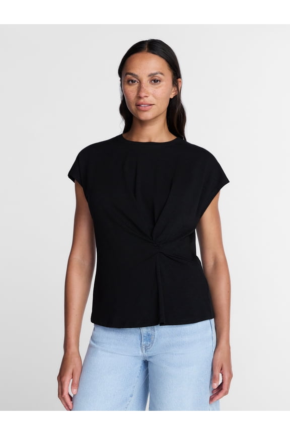 Women's Twist-Front Tee with Short Sleeves, Sizes XS-XXXL