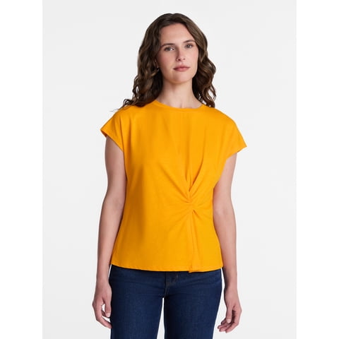 Women's Twist-Front Tee with Short Sleeves, Sizes XS-XXXL