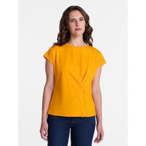 Time and Tru Women's Twist-Front Short-Sleeve Tee, Sizes XS-XXXL