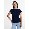 thumbnail image 1 of Time and Tru Women's Twist-Front Tee with Short Sleeves, Sizes XS-XXXL, 1 of 6