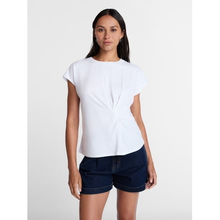 Time and Tru Women's Twist-Front Short-Sleeve Tee, Sizes XS-XXXL
