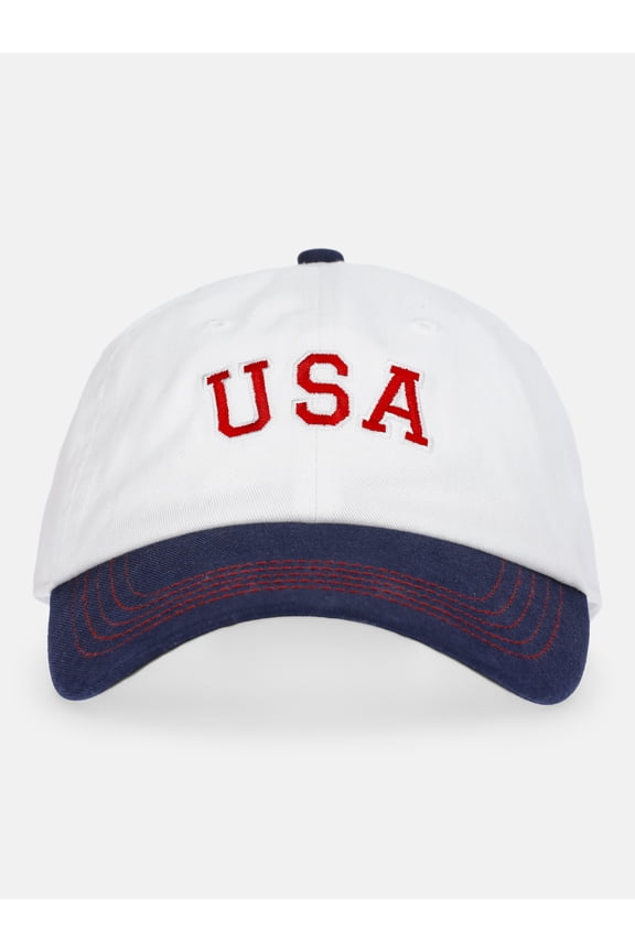 Women's USA Embroidered Baseball Hat, White