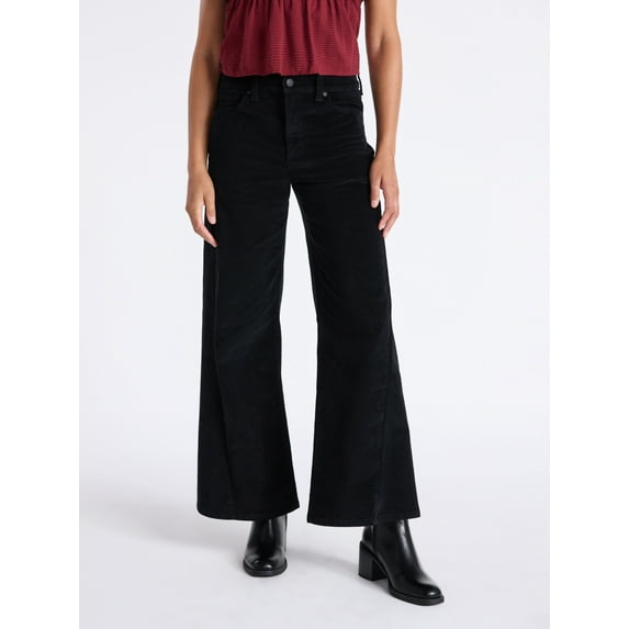 Time and Tru Women's Velvet Wide Leg Pants, 32" Inseam, Size 0-20