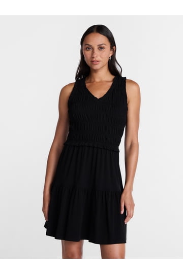 women's casual black dress Women's Black Midi Casual Dress XL