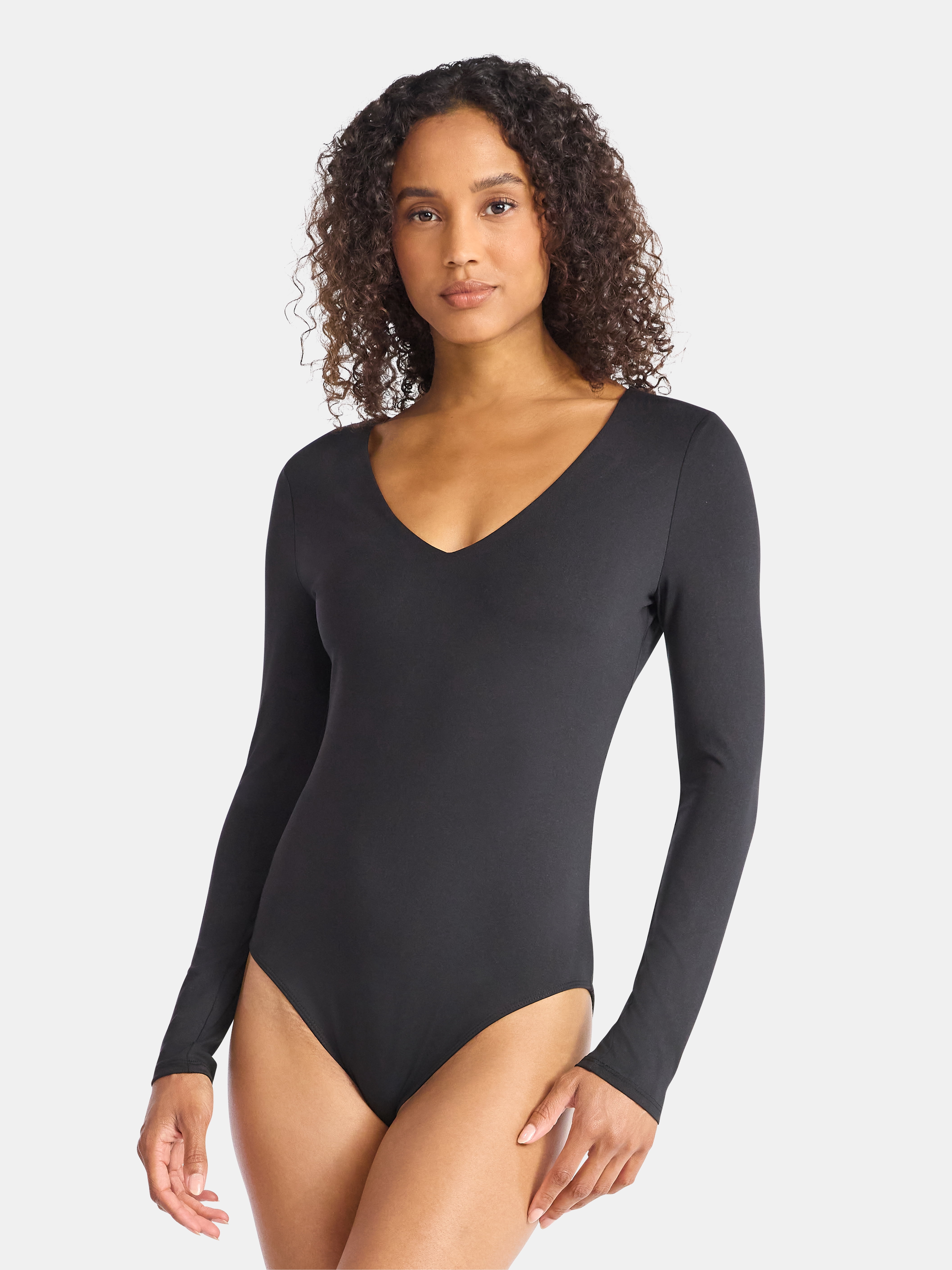 Time and Tru Women's Smoothing Bodysuit with Long Sleeves, Sizes XS-XXXL