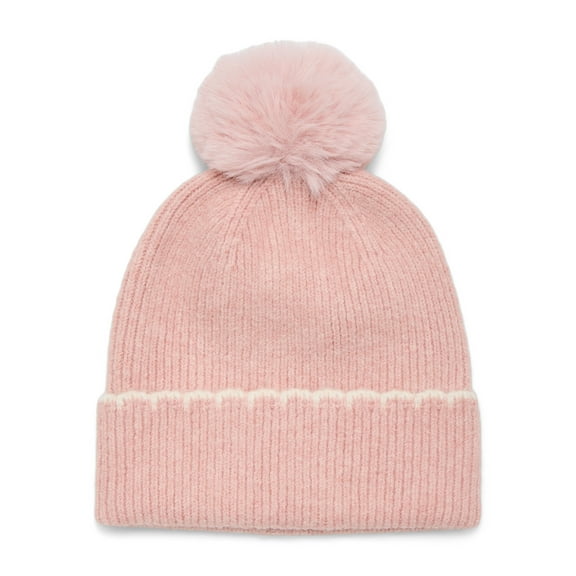 Time and Tru Women's Whipstitch Beanie, One Size, Pink