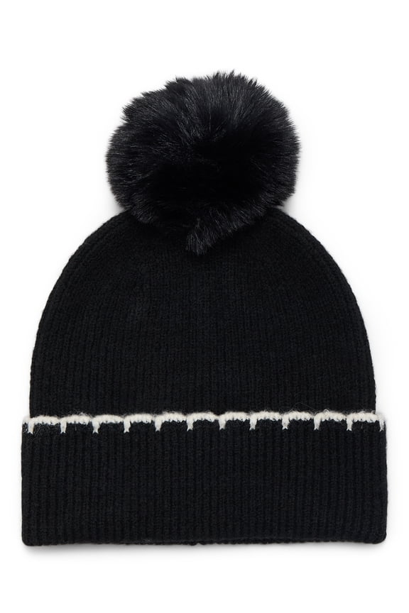 Women's Whipstitch Beanie, One Size, Black Soot