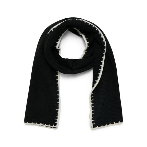Time and Tru Women's Whipstitch Scarf, One Size, Black Soot