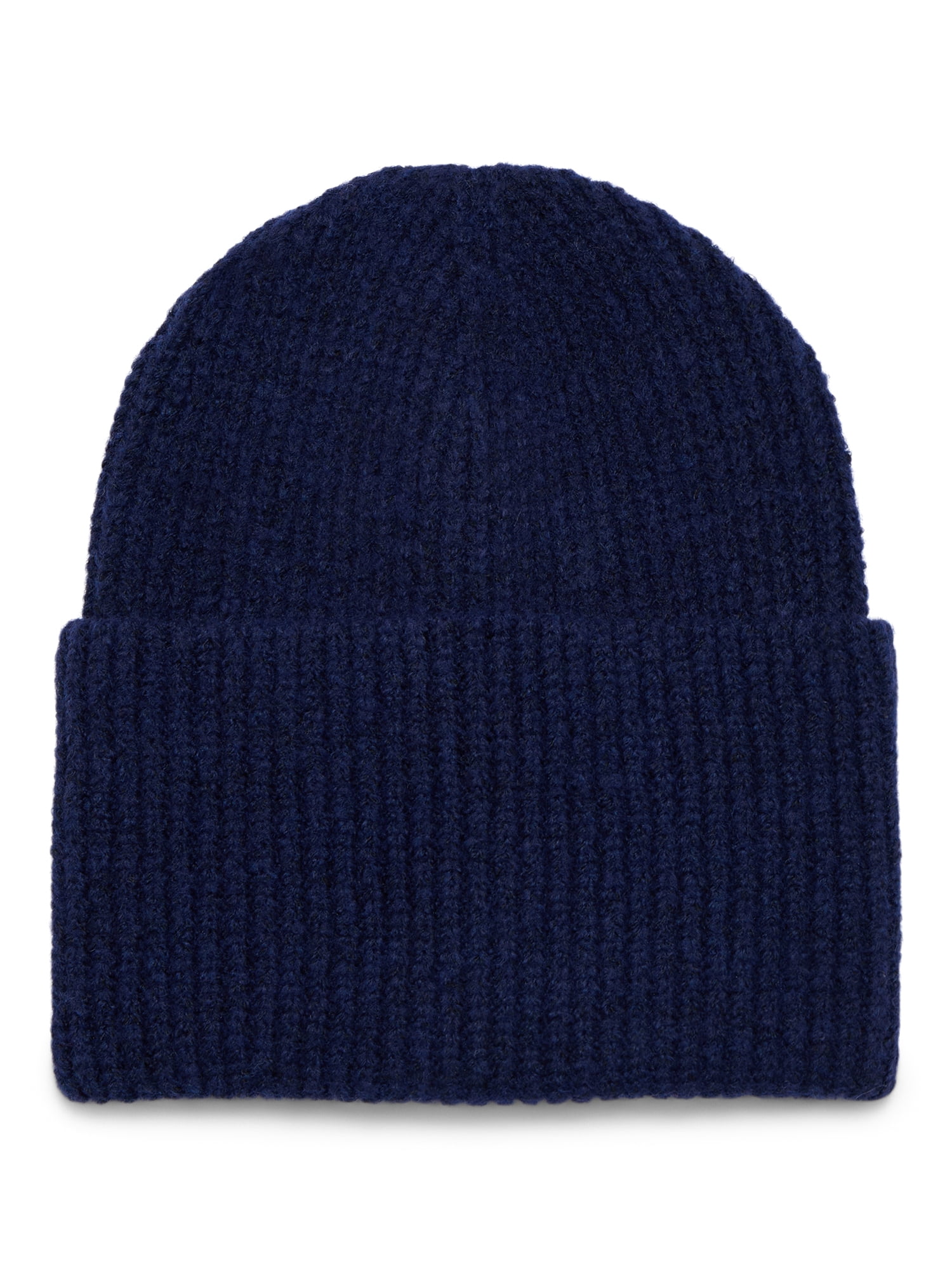 Time and Tru Women's Wide Cuff Beanie, One Size, Navy