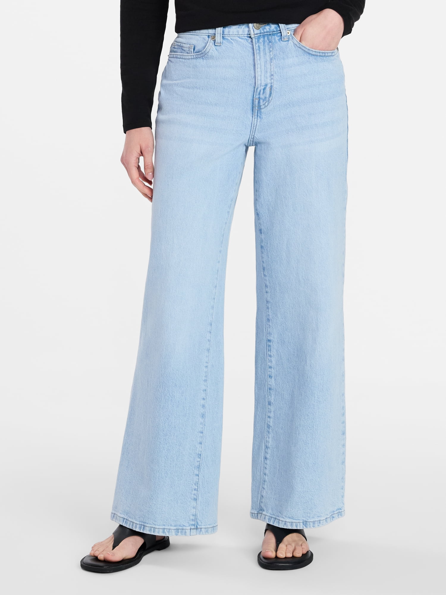 Time and Tru Women's Wide Leg Jeans, 31" Inseam, Sizes 0-22, 0L-22L
