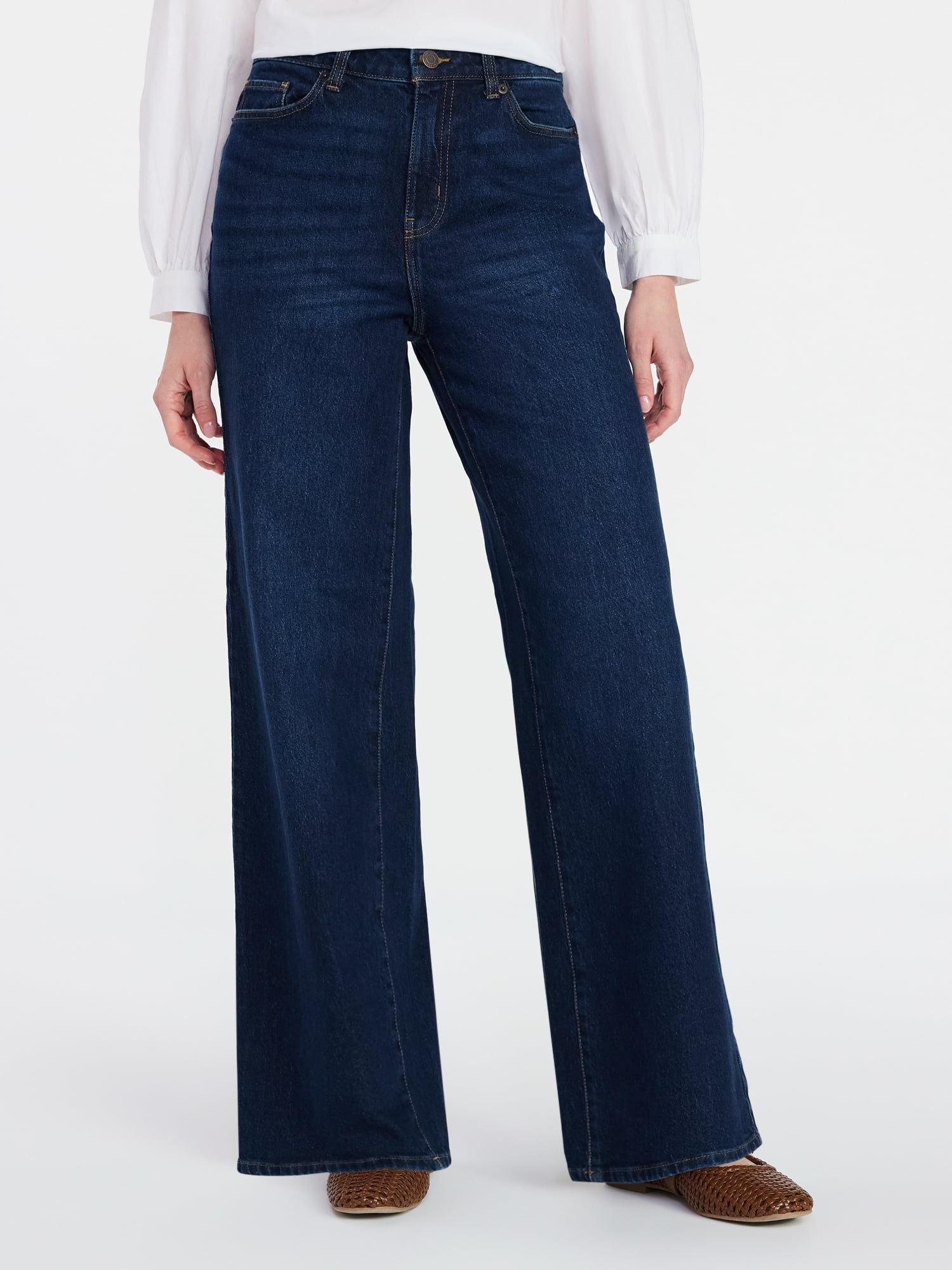 Time and Tru Women's Wide Leg Jeans, 31" Inseam, Sizes 0-22, 0L-22L