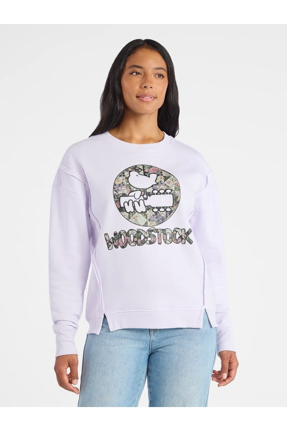 Women's Woodstock Quilted Graphic Sweatshirt with Long Sleeves, Sizes XS-XXXL