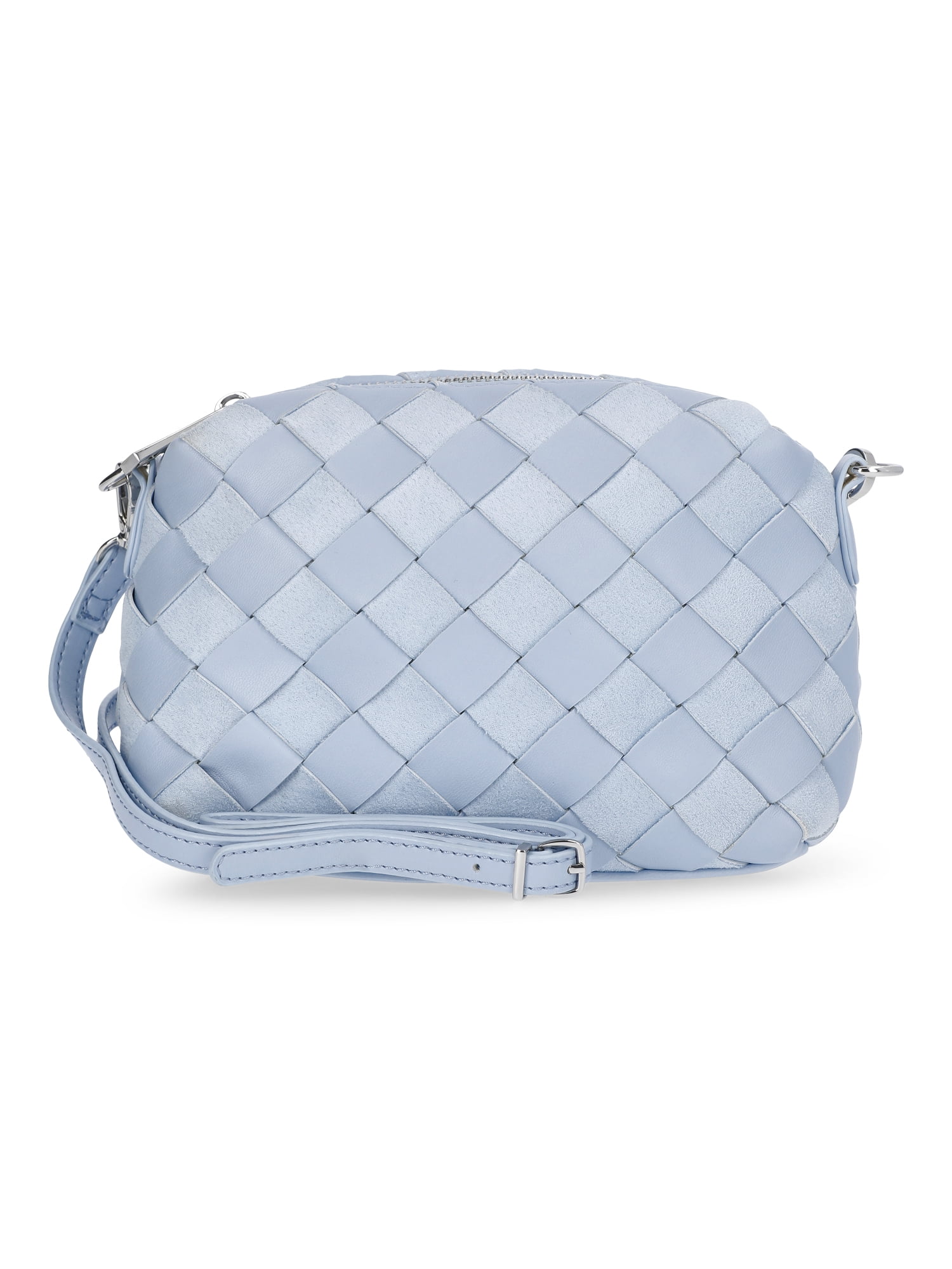 Time and Tru Womens Faux Leather and Suede Woven Camera Cros