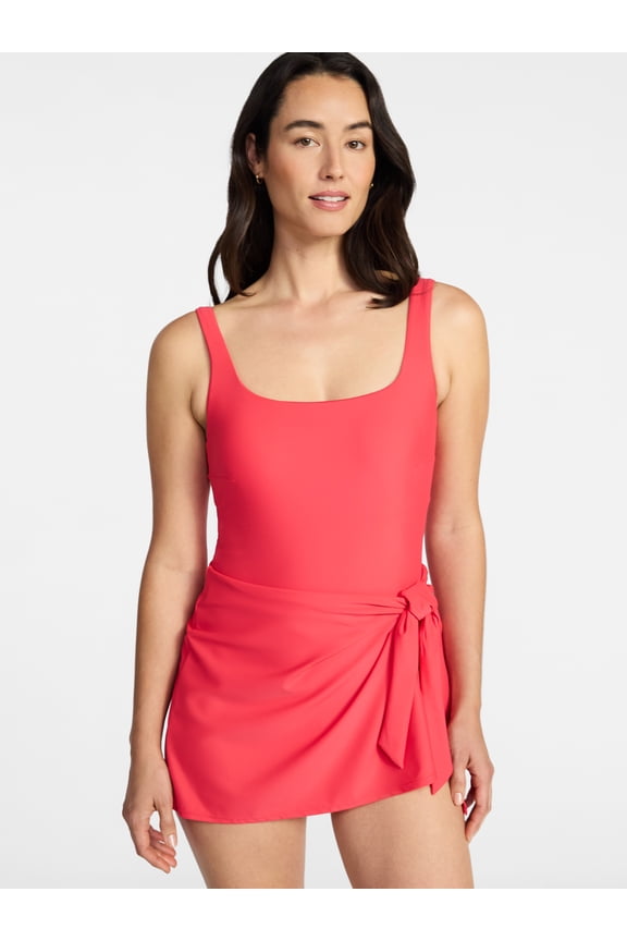 Women's and Women's Plus Size Wrap Swim Dress, Sizes XS-3X