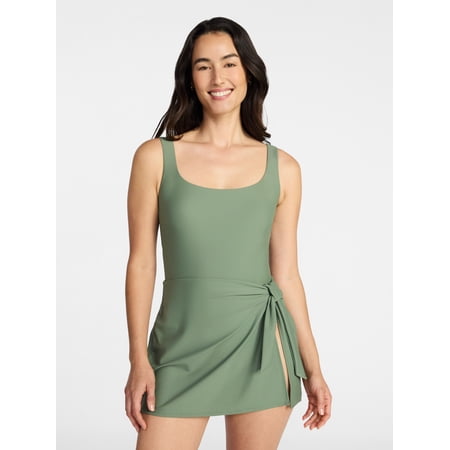 Time and Tru Women's and Women's Plus Size Wrap Swim Dress, Sizes XS-3X