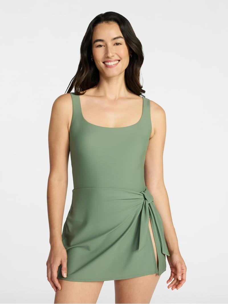 Time and Tru Women's and Women's Plus Size Wrap Swim Dress, Sizes