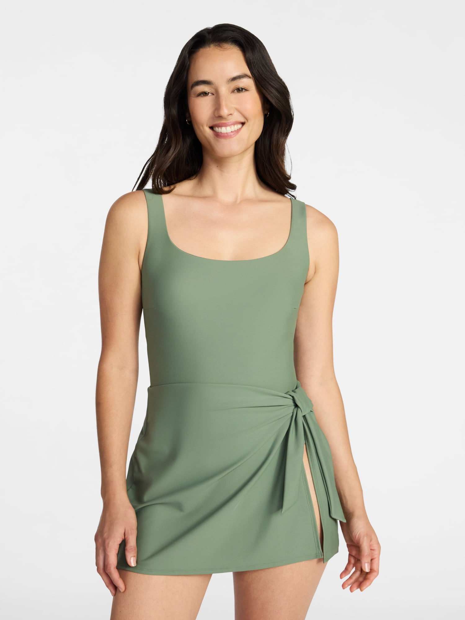 Time and Tru Women's and Women's Plus Size Wrap Swim Dress, Sizes XS-3X