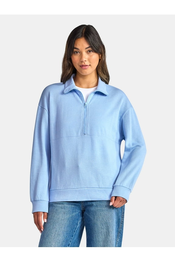 Women's Half Zip Fleece Sweatshirt, Sizes XS-XXXL