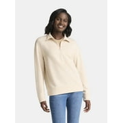 TIME AND TRU Women's Half Zip Fleece Sweatshirt, Sizes XS-XXXL
