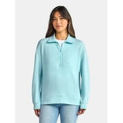 TIME AND TRU Women's Half Zip Fleece Sweatshirt, Sizes XS-XXXL