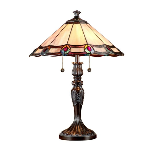 TT101081J-Dale Tiffany Lighting-Aldridge Peacock - 2 Light Table Lamp