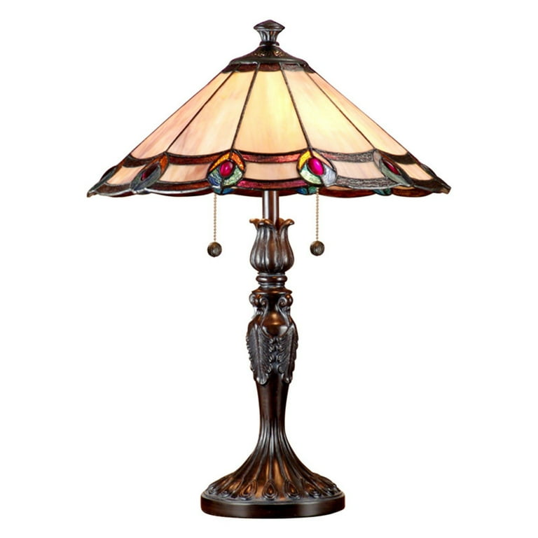 TT101081J Dale Tiffany Lighting Aldridge Peacock 2 Light Table
