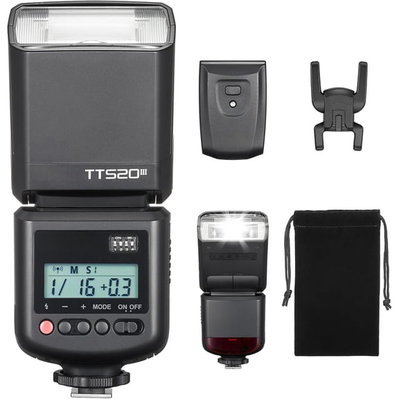 TT520III TT520 III Camera Flash, Universal Hot Shoe Flash, GN33 Manual Flash with RT-16 Transmitter, Compatible for Pentax Olympus Fuji Camera with Hot Shoe
