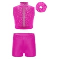 thumbnail image 1 of TTAO Acrobatics Gymnastics Leotards for Girls Rhinestones Athletic Crop Top with Shorts Cheerleading Uniform Set Hot Pink 12, 1 of 3