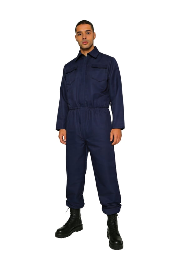 Adult Mens Mechanic Jumpsuit Workwear Solid Color Long Sleeve Workshop Overalls Navy Blue XXL