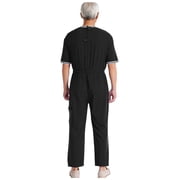 TTAO Adult Special Needs Adaptive Clothing Back Invisible Zipper Anti-strip Jumpsuit Sleepwear for Disabilities Alzheimer Patient Black XL