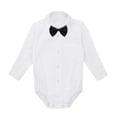 thumbnail image 1 of TTAO Baby Boys Lapel Formal Gentleman Shirt Romper Wedding Party Jumpsuit with Black Bow Tie Set White&Black 3 Months, 1 of 7