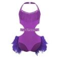 thumbnail image 1 of TTAO Big Girls Latin Jazz Tulle Skirted Leotard Feather Tutu Dress Gymnastics Dance Outfit Sequins Camisole Purple 10, 1 of 3