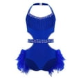 thumbnail image 1 of TTAO Big Girls Latin Jazz Tulle Skirted Leotard Feather Tutu Dress Gymnastics Dance Outfit Sequins Camisole Royal Blue 12, 1 of 7
