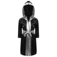 thumbnail image 1 of TTAO Boys Boxing Robe Long Sleeve Metallic Hooded Boxer Cloak with Belt Set Boxing Match Clothes Black&Silver 12, 1 of 5