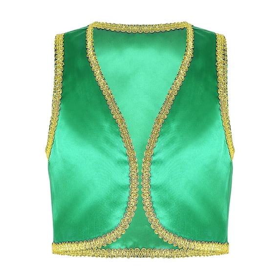 TTAO Boys Halloween Prince Vest Open Front Waistcoat Top Theme Party Fancy Dress Up Green 14