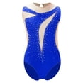 thumbnail image 1 of TTAO Children's Shiny Mesh Patchwork Leotard Ballet Dance Figure Skating Girls Kids Rhythmic Gymnastics Bodysuit Blue 16, 1 of 3
