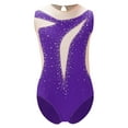 thumbnail image 1 of TTAO Children's Shiny Mesh Patchwork Leotard Ballet Dance Figure Skating Girls Kids Rhythmic Gymnastics Bodysuit Purple 8, 1 of 3