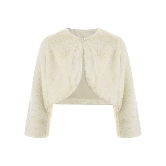 TTAO Flower Girl Bolero Shrug Long Sleeve Cardigan Wedding Party Dress Coat Dress Cover Up Jacket Outwear Beige 4-6