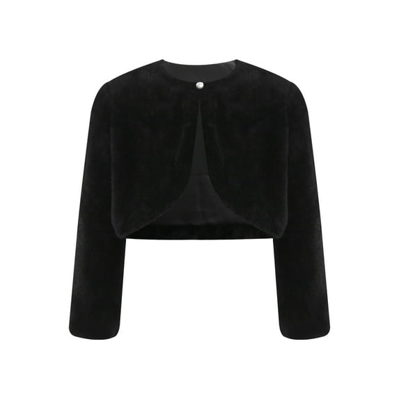 TTAO Flower Girl Bolero Shrug Long Sleeve Cardigan Wedding Party Dress Coat Dress Cover Up Jacket Outwear Black 2-3