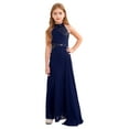 thumbnail image 1 of TTAO Flower Girls Halter Neck Princess Pageant Maxi Dress Kids Sparkly Wedding Party Prom Ball Gown Navy Blue 10, 1 of 7