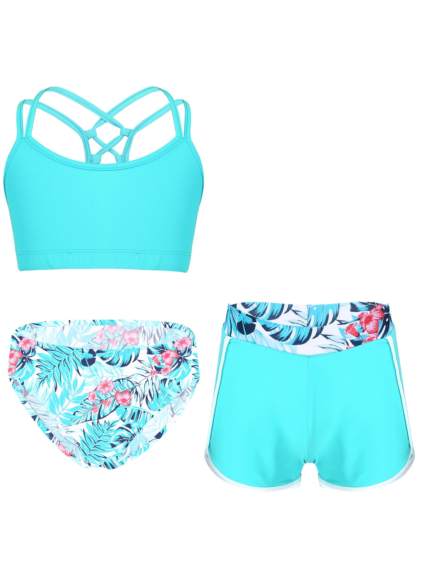 TTAO Girls 3 Piece Rash Guard Swimsuit Quickly Dry Bathing Suit Summer