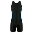 thumbnail image 1 of TTAO Girls Athletic One Piece Swimsuit Racer Back Boyleg Swimwear Beach Sports Bathing Suit Blue&Black 10, 1 of 5