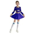 thumbnail image 1 of TTAO Girls Cheer Leader Sparkly Long Sleeve Cheerleading Dance Dress Uniform for Musical Festival Blue 8, 1 of 7