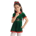 thumbnail image 1 of TTAO Girls Christmas Santa Claus Clothing Ruffled Sleeves Patchwork Tassel Tutu Dress with Hat Belt Green 9-12 Months, 1 of 7