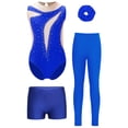 thumbnail image 1 of TTAO Girls Figure Skating Outfits Dance Unitards Gymnastics Leotard with Shorts Leggings Hairband Activewear Set Blue 10, 1 of 5