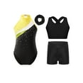 thumbnail image 1 of TTAO Girls' Leotard Dance Clothes Dance Leotards for 6-16 Years Fashion Hair Band Sleeveless Sparkly Tumbling Yellow 6, 1 of 7