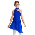 thumbnail image 1 of TTAO Girls' Lyrical Ballet Dance Dress One Shoulder Latin Jazz Ice Skating High-Low Tutu Skirt Blue 10, 1 of 5