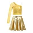 thumbnail image 1 of TTAO Girls Sequins Hip Hop Jazz Dance Dress Outfits Kids Metallic Crop Top with Skirt Dancing Cheerleading cLOTHES Gold 16, 1 of 6