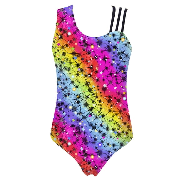 TTAO Girls Sleevless One Piece Gymnastics Leotard Ballet Dance Unitard Athletic Dancewear Starry Rainbow 12